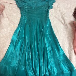 Elegant Satin Teal Dress